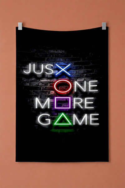 gxe.art Just One More Game Wall Covering, Gamer Room Decor, Gamer Printed Fab...