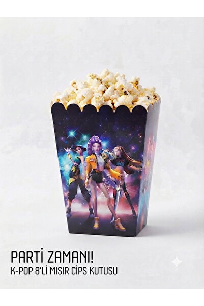Yogi parti K-Pop Demon Hunters Temalı Mısır Kutusu - 8 Adet Doğum Günü Partis...