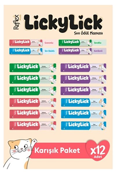 Reflex Plus Lickylick Sıvı Ödül Maması Karışık Paket 15 gr x 12 Adet