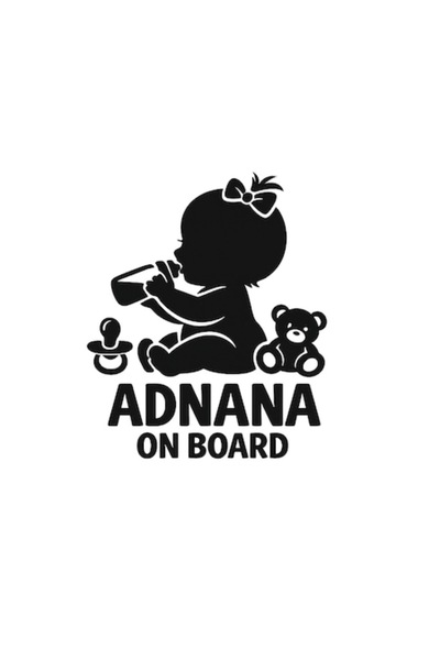 OEM Autocolant decorativ auto  "ADNANA ON BOARD ", 10cm, Negru