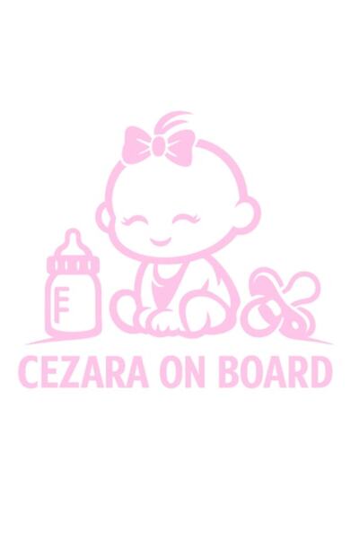OEM Autocolant decorativ pentru mașină "CEZARA ON BOARD", 10cm, Roz