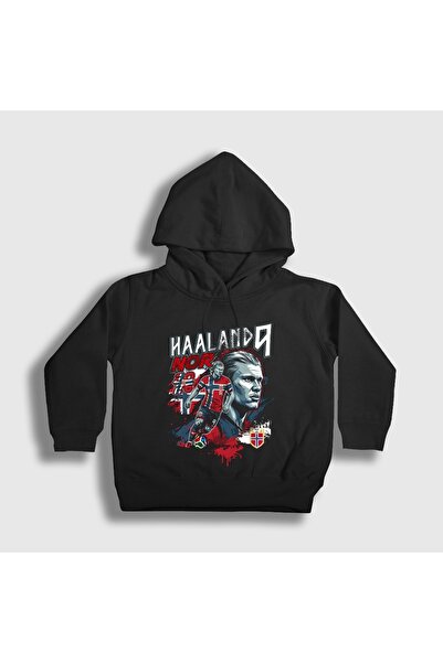 Presmono Unisex dečija crna majica sa kapuljačom Nor Haaland Erling 615568tt