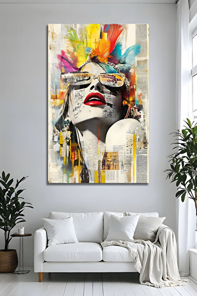 Parıltı Yayınları B&G Design Pop Art Figurină Femeie cu Ochelari Pictură pe S...