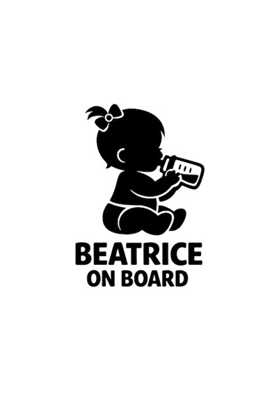 OEM Autocolant decorativ auto  "BEATRICE ON BOARD ", 10cm, Negru