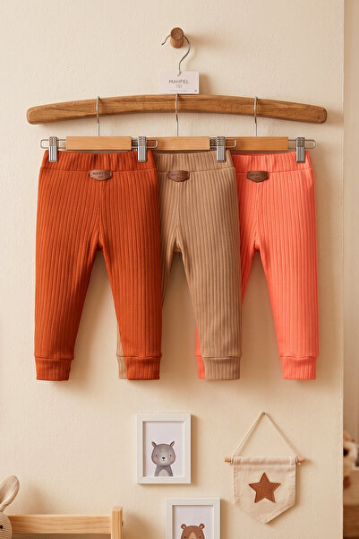 MAHFEL 3-Pack 100% Cotton Flexible Ribbed Baby Alpine Pants Unisex