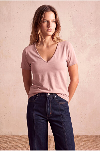 WESTMARK LONDON Women's Light Lilac Cotton/Elastane Blend Regular Fit V-Neck ...