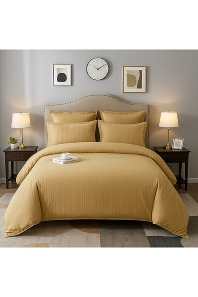 East Comfort Set Lenjerie de pat Dublu, Tip Damasc, 6 Piese, Delux, Cearceaf ...
