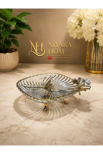 Niyara home حامل عرض زجاجي ومعدني مقسم