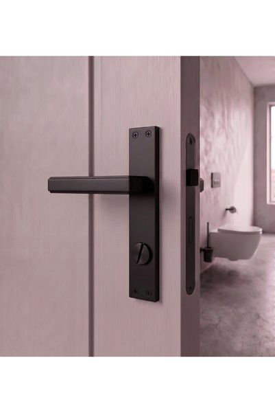 almital mobilya aksesuarları furniture accessories مقبض باب لوسو أسود عاكس للضوء، مقبض باب فاخر للمرحاض