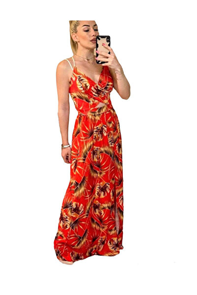 Woman's Fashion Καλοκαιρινό Μάξι Φόρεμα Πορτοκαλί