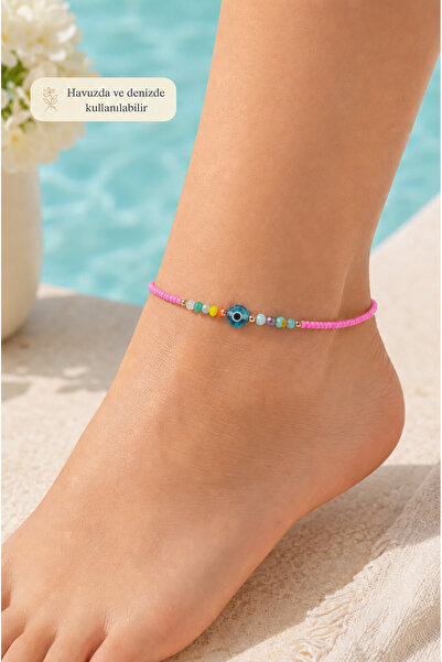 Sacce Scarves&Accessories Nazar Boncuklu Colorful Beaded Anklet Suitable for ...