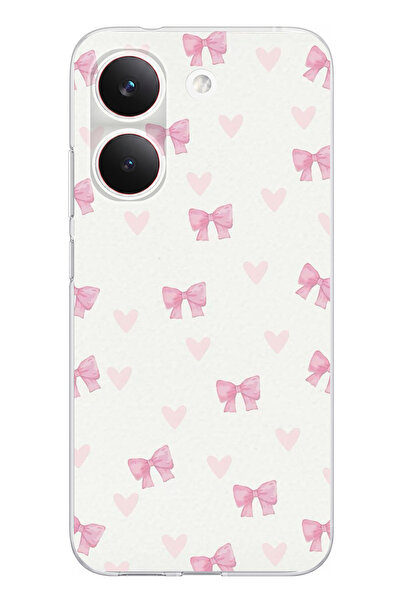 TechTree POCO X8 PRO Uyumlu Fiyonklar ve Pembe Kalpler Baskılı Silikon Kılıf