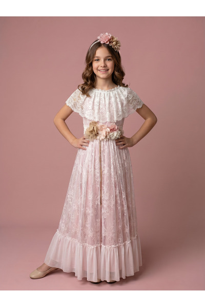 Ciliegia Dolls KIZ ÇOCUK PEMBE DANTELLİ ABİYE ELBİSE