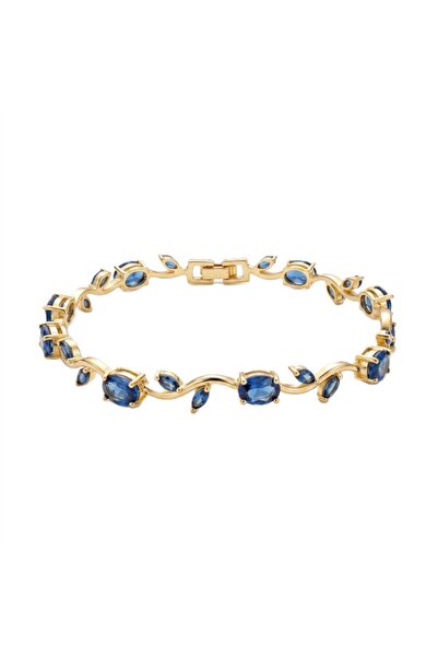 MA Blue Stone Gold Design Tulip Bracelet