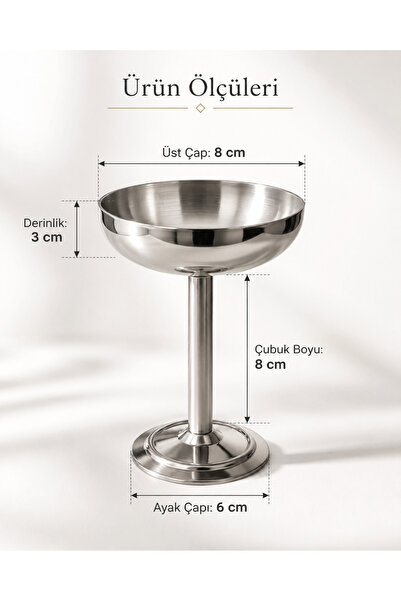 Fiyakalı Ürünler Atölyesi Standing Ice Cream Bowl Stainless Steel Jam Bowl De...