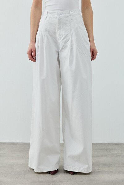 Merwishop Mrw1691 pleated denim pants white
