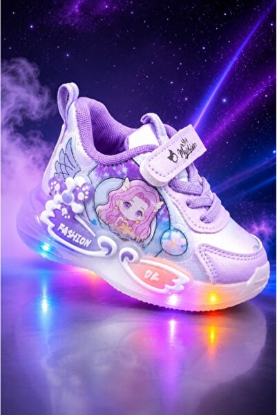 Superbaby Pantofi cu luminite LED, Model Papusica cu invartitoare, Piele ecol...