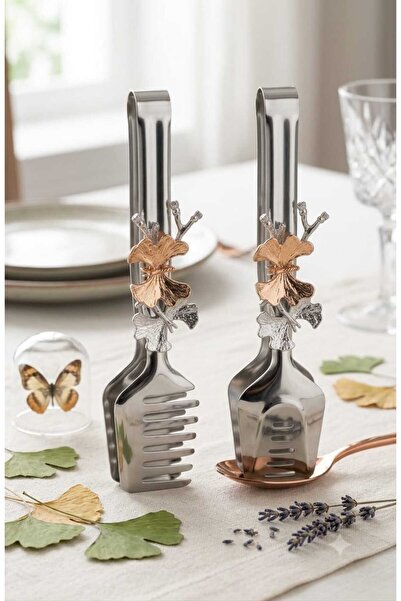 Funny Life Ivory Luxury Stainless Steel Silver Presentation Tongs Set 2 Piece...