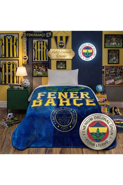 Taç Lisanslı Fenerbahçe Palamut Logo Tek Kişilik Battaniye