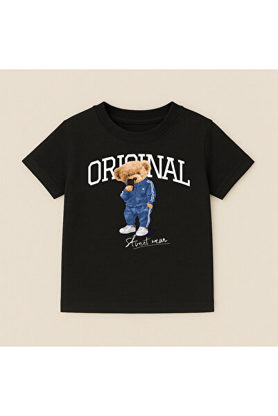 SVART WEAR Teddy Bear Printed Crew Neck Cotton Short Sleeve Kids & Youth T-Shirt
