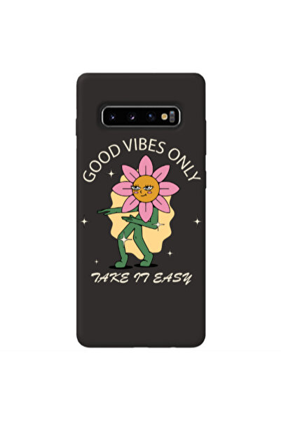 Other Samsung S10 Good Vibes Only Black Colored Silicone TPU Θήκη