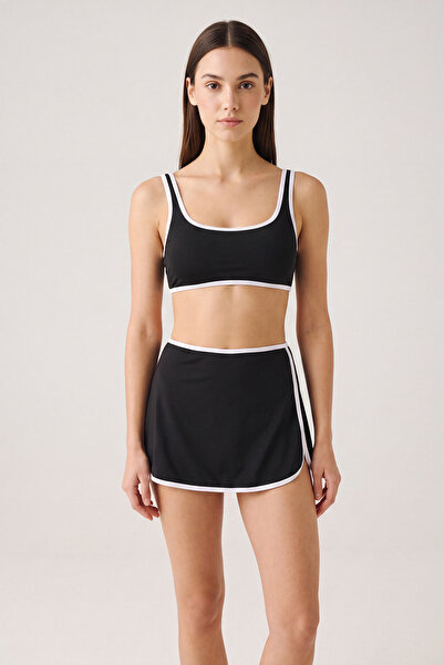 C&City Bralet Covered Skirted Bikini Set 6059 Black