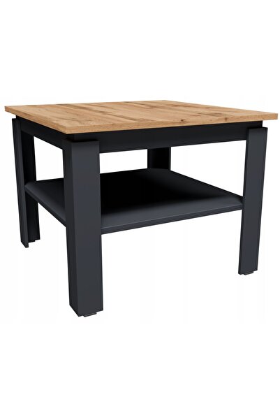 KOTARBAU Măsuță de cafea CR3-STERN 55cm grafit-wotan cu raft pentru living și...