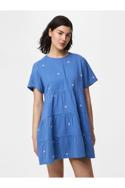 PIECES Midikleid PCSASTINA MUSSELIN