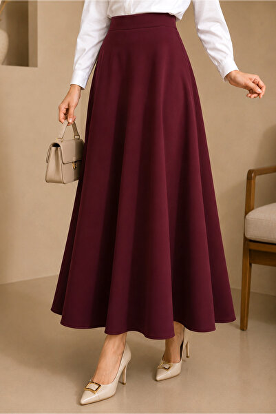 SADEL Modern Kesim Bol Scuba Etek - Bordo