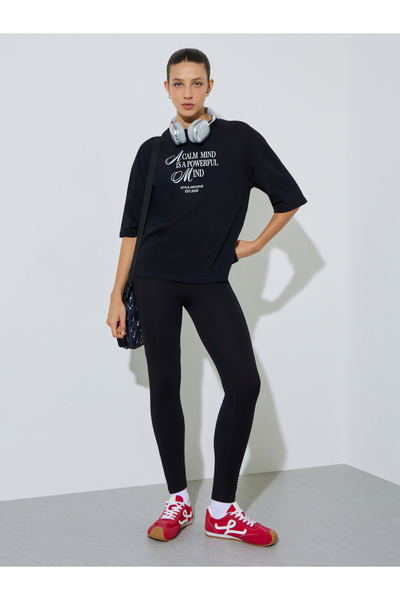 Styli Slogan Print Oversized T-Shirt and Leggings Co-Ords