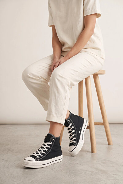 IN-STEP Lena Black Canvas Lace-Up Ankle Women's Sneakers