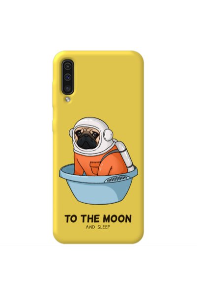 Other Samsung A70 To the moon Yellow Colored Silicone TPU Θήκη
