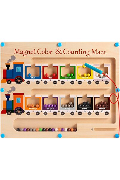 Arabest Magnetic Color and Number Maze Board,Wooden Montessori Fine Motor Ski...