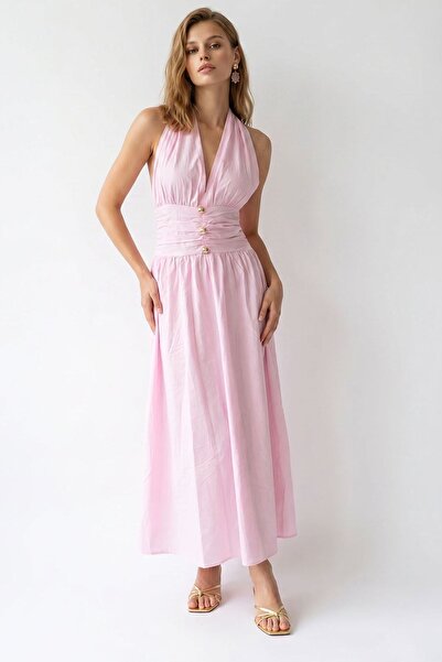 Hiccup MIXRAY Rochie Maxi Pentru Femei Din Poplin De Bumbac, Tip Halter