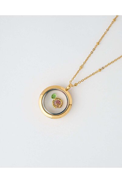 THE GEM STORIES JEWELRY Χρυσό Κολιέ Μενταγιόν Μνήμης σε σχήμα Πετάλου