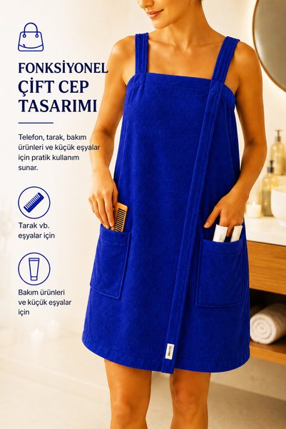 AXXO Navy Blue Microfiber Spa Towel 400 Gsm Double Pocket Spa Bath Towel (Weft Plain Weave)