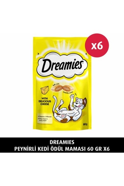 Dreamies Peynirli Kedi Ödül Maması 60 gr 6x Yetişkin Kediler İçin Lezzetli At...