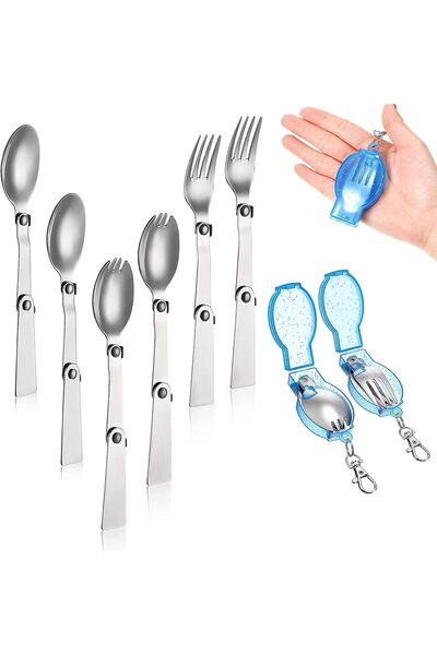 Arabest 6-Piece Foldable Utensils Set,Portable Stainless Steel Fork,Scoop,Spo...