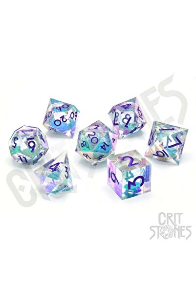 OEM Set de 7 zaruri RPG CritStones Fantasia cu interior fluid, multicolor
