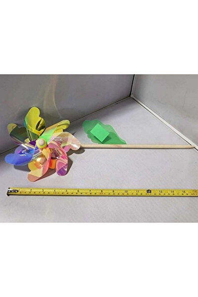 OEM Moara de vant florala 32 cm cu maner din lemn - ADAR, pentru copii 3+