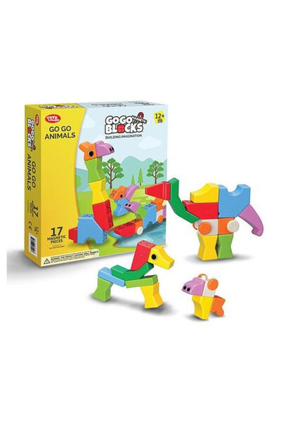 OEM Blocuri magnetice PEOPLE BLOCKS Zoo 17 piese pentru copii 12 luni+