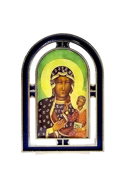 OEM Art Sacrum mini altar metalic Maica Domnului din Czestochowa 6x4 cm