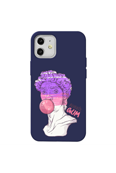 Other Apple iPhone 12 Pin Bubble Dark blue Colored Silicone TPU Θήκη