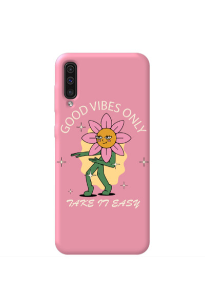 Other Samsung A70 Good Vibes Only Pink Colored Silicone TPU Θήκη