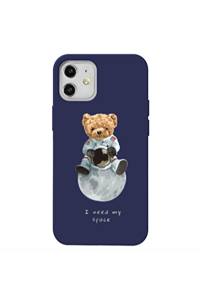 Other Apple iPhone 12 Bear in space Dark blue Colored Silicone TPU Θήκη