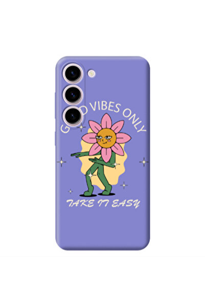 Other Samsung S23 Plus Good Vibes Only Purple Colored Silicone TPU Θήκη