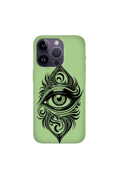 Other Apple iPhone 14 Pro Max Eye patterned drawing Light Green Colored Silic...