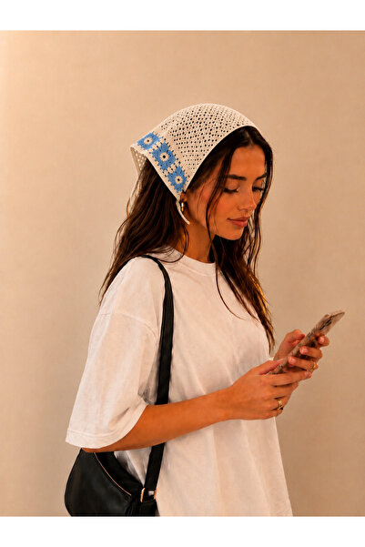 DM DİLAN MODA Γυναικεία μπαντάνα μαλλιών από πλεκτό κροσέ / Πολυχρηστικό σάλι...