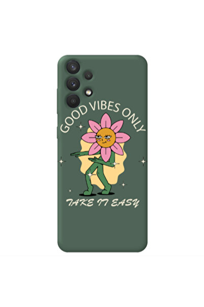 Other Samsung A32 4G Good Vibes Only Dark Green Colored Silicone TPU Θήκη