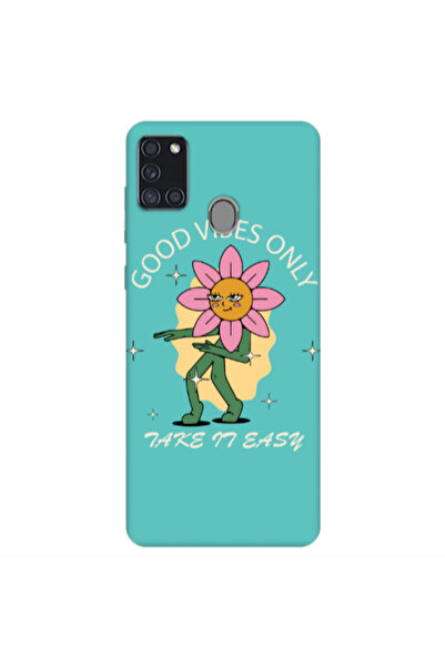Other Samsung A21S Good Vibes Only Turquoise Colored Silicone TPU Θήκη